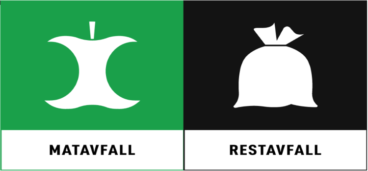 Illustrerad äppelskrutt och soppåse
